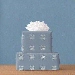 Dusty Blue l Professional Business Logo Branded  Wrapping Paper