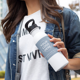 Dusty Blue l Professional Business Logo & text  532 Ml Water Bottle