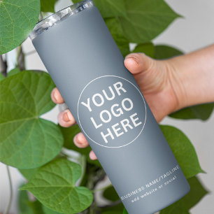 Dusty Blue l Promotional Business Logo & Text  Thermal Tumbler