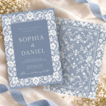 Dusty Blue Lace Floral Elegant Wedding