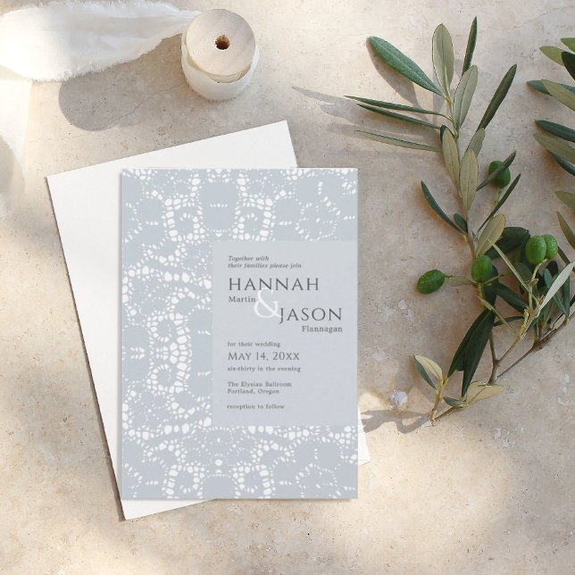 Dusty Blue Lace Wedding Invitation (Creator Uploaded)