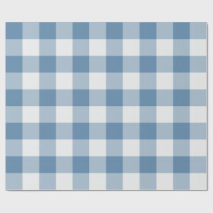 Dusty Blue Large Buffalo Plaid Gingham Wrapping Paper