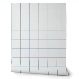 Dusty Blue Large Windowpane Grid Wallpaper