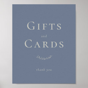 Dusty Blue Leaves and Berries Card and Gift Sign