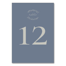 Dusty Blue Leaves and Berries Wedding Table Number
