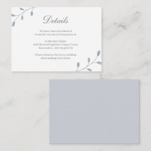 Dusty Blue Leaves Botanical Wedding Hotel Detail Enclosure Card