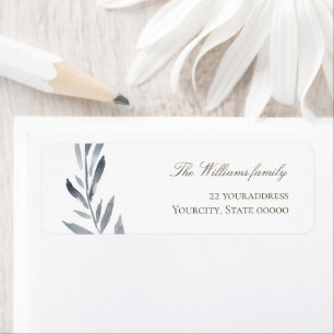 dusty blue leaves watercolor label return address label