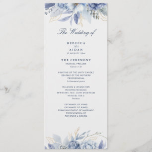 Dusty Blue & Light Blue Floral Artwork wedding Program