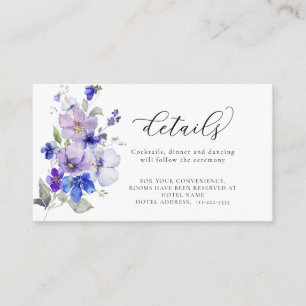 Dusty Blue Lilac Purple Flowers Wedding Details Enclosure Card