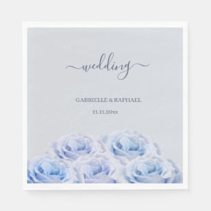 Dusty Blue Lilac Rose Bouquet Grey Elegant Wedding Napkin