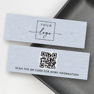 Dusty blue linen logo QR stud earring display card