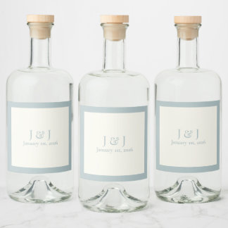 Dusty Blue Liquor Bottle Label V1