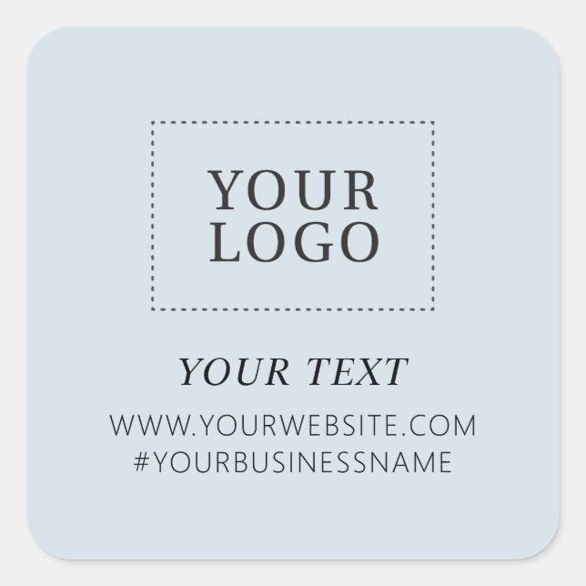 Dusty Blue Logo Business Thank you Custom Package Square Sticker (Front)