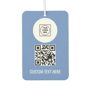Dusty Blue Logo QR Text Business Branding Design Car Air Freshener