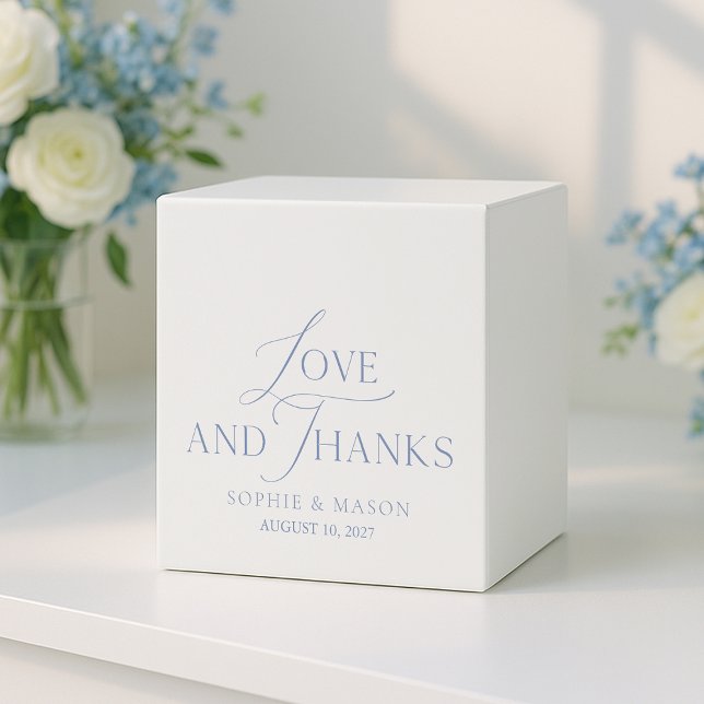 Dusty Blue “Love and Thanks” Wedding Favour Box (Creator Uploaded)