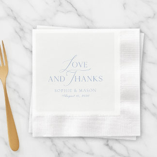 Dusty Blue Love and Thanks Wedding Napkin