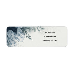 Dusty Blue Lunaria Fern Wedding Label Return Address Label