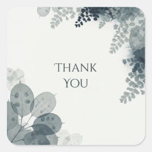 Dusty Blue Lunaria Fern Wedding Sticker
