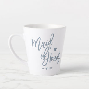 Dusty Blue Maid of Honour Lettering Script Latte Mug