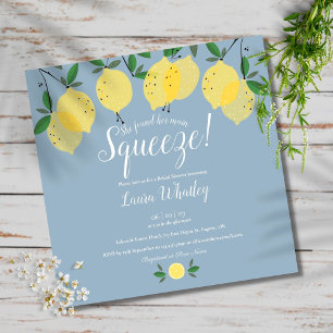 Dusty Blue Main Squeeze Lemons Bridal Shower Invitation