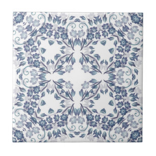 Dusty Blue Mandala Ceramic Tile