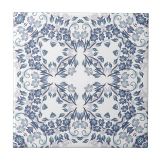 Dusty Blue Mandala Ceramic Tile