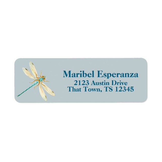Dusty Blue Mariposa Dragonfly Address Label Return Address Label (Front)