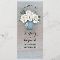Dusty Blue Mason Jar Rustic Wedding Programs