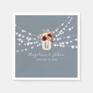 Dusty Blue Mason Jar Wedding Napkins