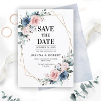 Dusty Blue Mauve Eucalyptus Geometric Wedding