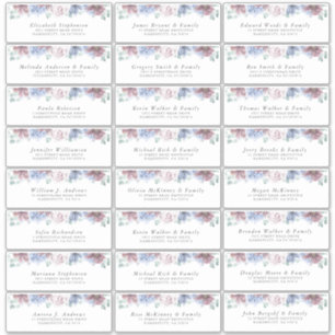Dusty Blue Mauve Floral Individual Address Labels