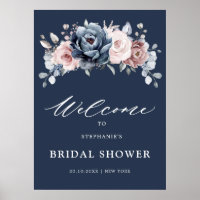 Dusty Blue Mauve Rose Pink Bridal Shower Welcome