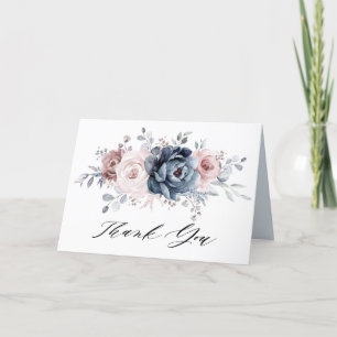 Dusty Blue Mauve Rose Pink Slate Bridal Shower Tha Thank You Card