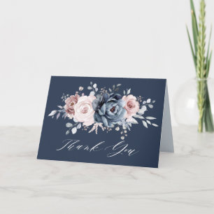 Dusty Blue Mauve Rose Pink Slate Bridal Shower Tha Thank You Card