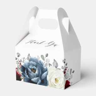 Dusty Blue Mauve Rose Pink Slate Floral Wedding  Favour Box