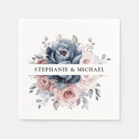 Dusty Blue Mauve Rose Pink Slate Floral Wedding 