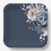 Dusty Blue Mauve Rose Pink Slate Floral Wedding P