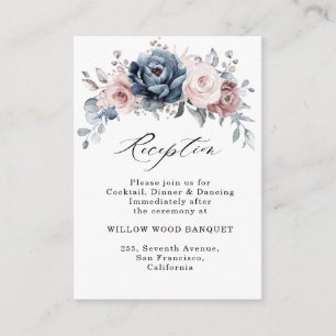 Dusty Blue Mauve Rose Pink Slate Reception Enclosure Card