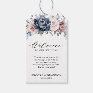 Dusty Blue Mauve Rose Pink Slate   Wedding Welcome Gift Tags