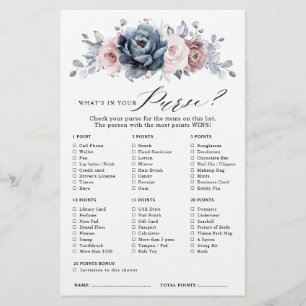 Dusty Blue Mauve Rose  Slate  Bridal Shower Game  