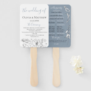 Dusty Blue Meadow Wedding Program Hand Fan