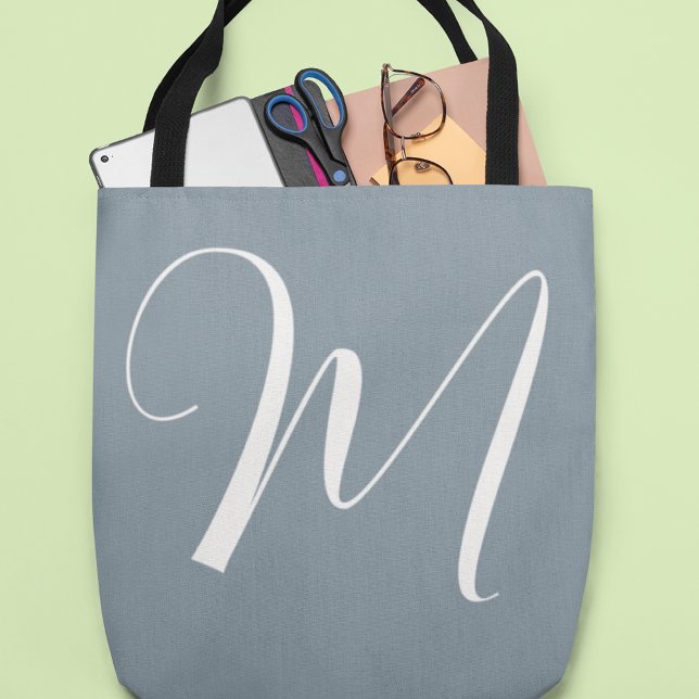 Dusty Blue Medium Tote Bag With Her Name (Creator Uploaded)