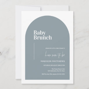 Dusty Blue Minimal Arch Baby Brunch Baby Shower Invitation