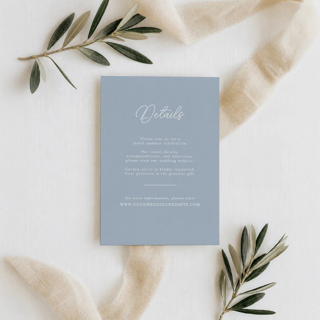 Dusty Blue Minimal Calligraphy Wedding Details Enclosure Card (Creator Uploaded)