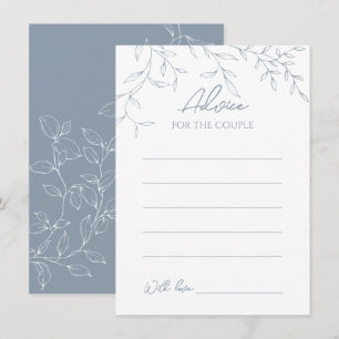 Dusty Blue Minimal Leaf Wedding Advice Card