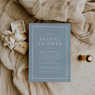 Dusty Blue Minimal Modern Bridal Shower Invitation