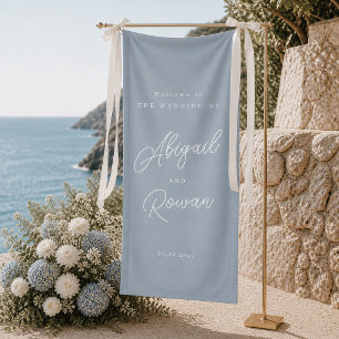 Dusty Blue Minimal Modern Script Wedding Welcome Banner