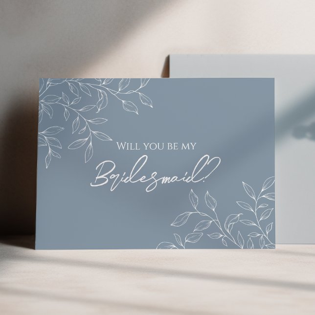 Dusty Blue Minimal Wedding Bridesmaid Proposal Invitation (Creator Uploaded)