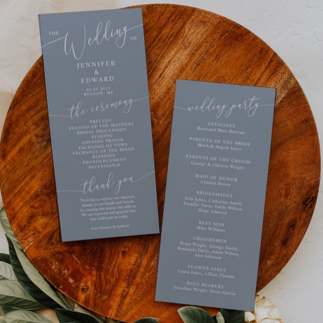 Dusty Blue Minimal Wedding Ceremony Program (Creator Uploaded)