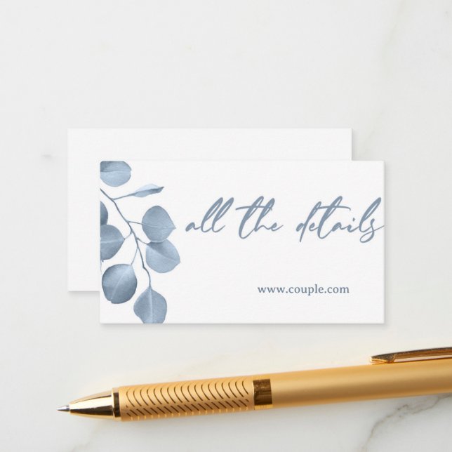 Dusty blue minimal Wedding Details card  (Front/Back In Situ)